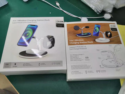 3-in-1 Magnetic Wireless Charger – 15W Fast Charging Dock for Apple & MagSafe