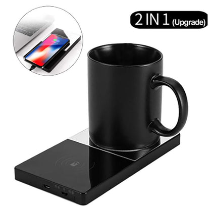 2-in-1 Mug Warmer & Wireless Charger – For Coffee, Milk & Phones