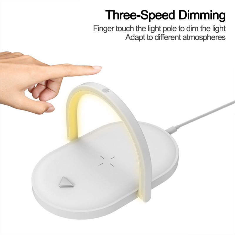 3-in-1 Foldable Wireless Charger with LED Lamp – 15W Fast Charging Station