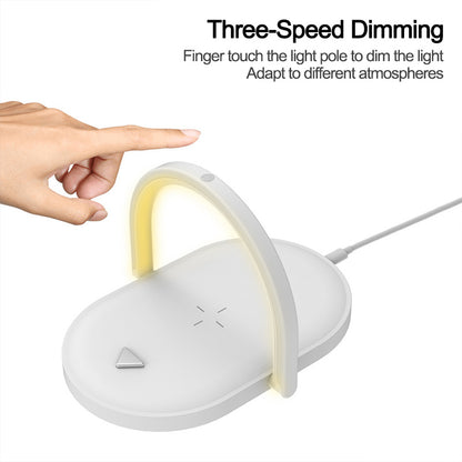3-in-1 Foldable Wireless Charger with LED Lamp – 15W Fast Charging Station