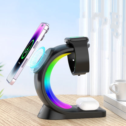 4-in-1 Magnetic Wireless Charger – Fast Charging Dock with Ambient Light