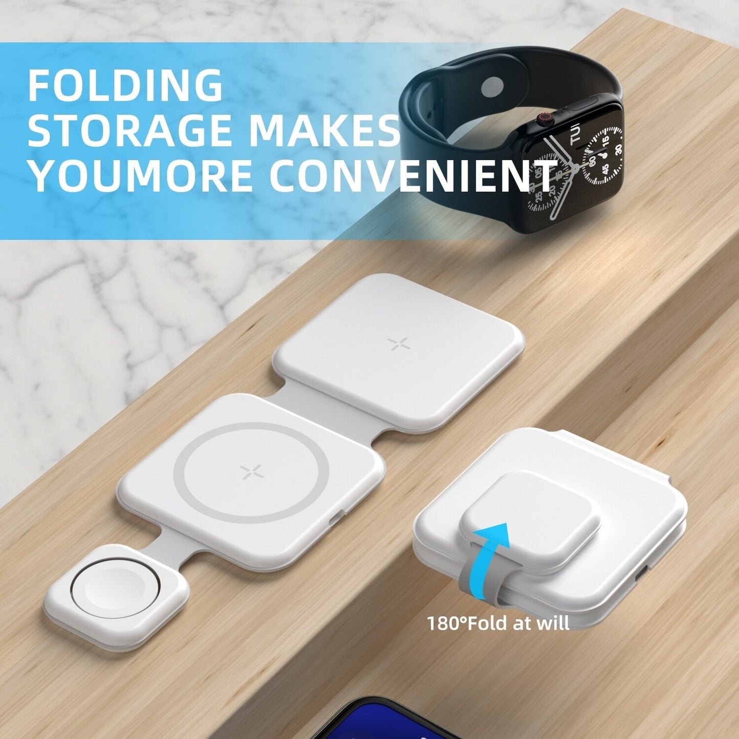 3-in-1 Magnetic Foldable Wireless Charger – Multi-Device Charging Station