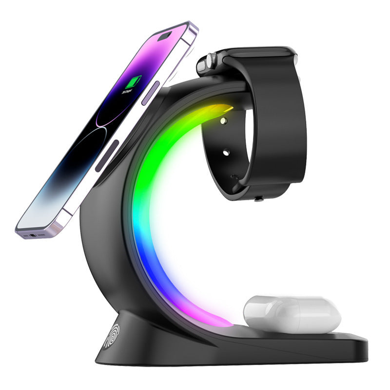 4-in-1 Magnetic Wireless Charger – Fast Charging Dock with Ambient Light