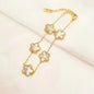 1/2/3Pcs 18K Gold Plated Stainless Steel Five Leaf Bracelet for Women, Elegant Flower Design Necklace Bracelet Jewelry Gift