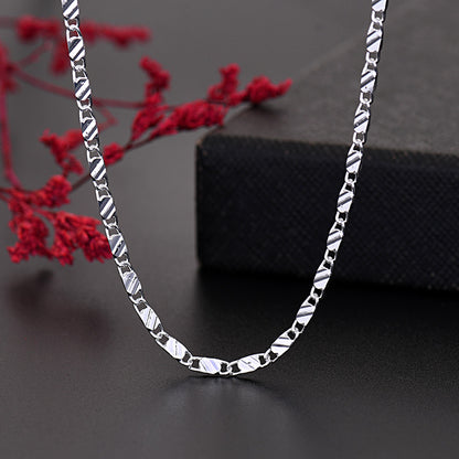 New LuxurySilver Color Special 2MM Flat Clavicle Chains Necklaces for Men Women Wedding Jewelry Christmas Gifts 40-75cm