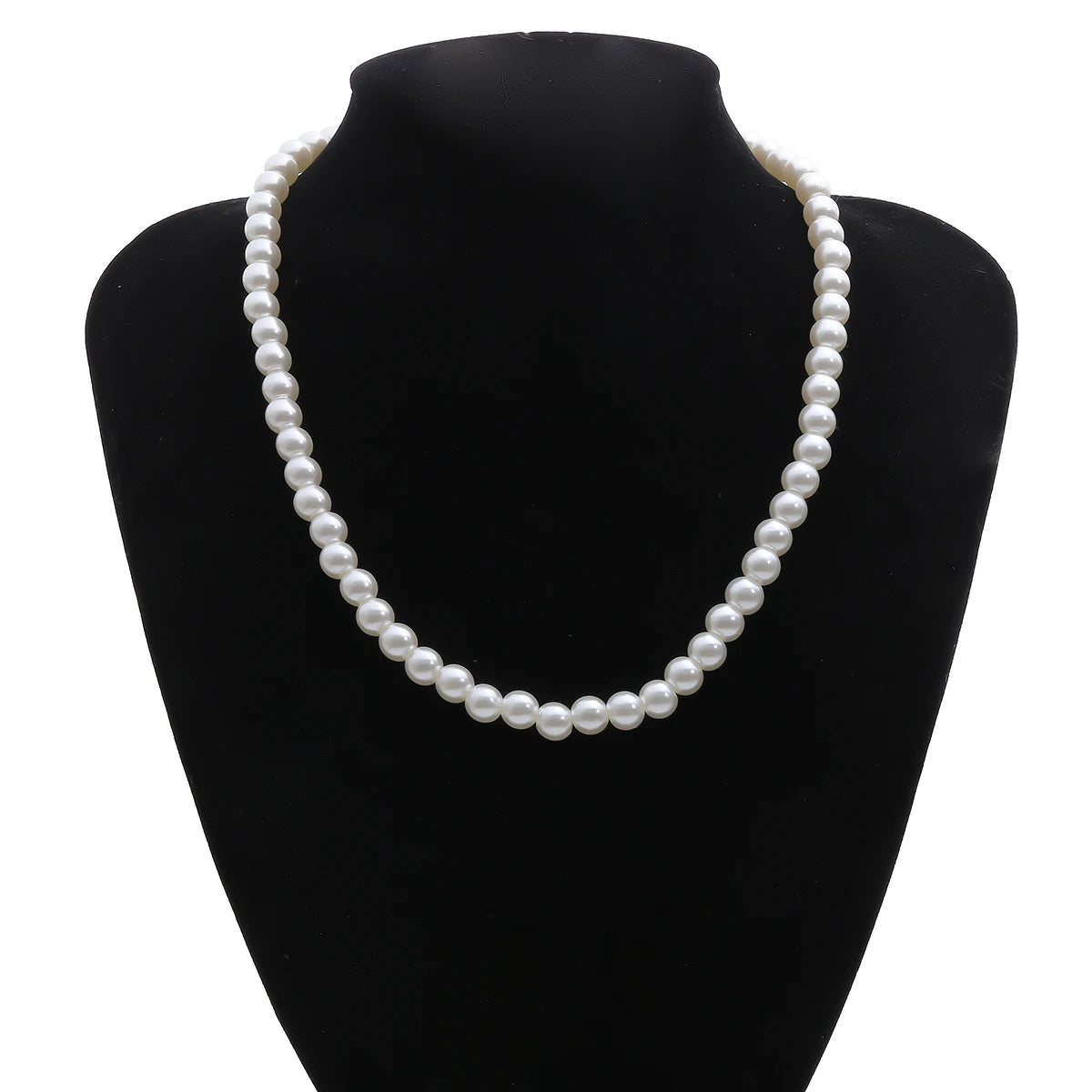 Simple Imitation-Pearl Beaded Short Choker Necklace for Men and girls Trendy White Beaded Chains on Neck Accessories Fashion Jewelry