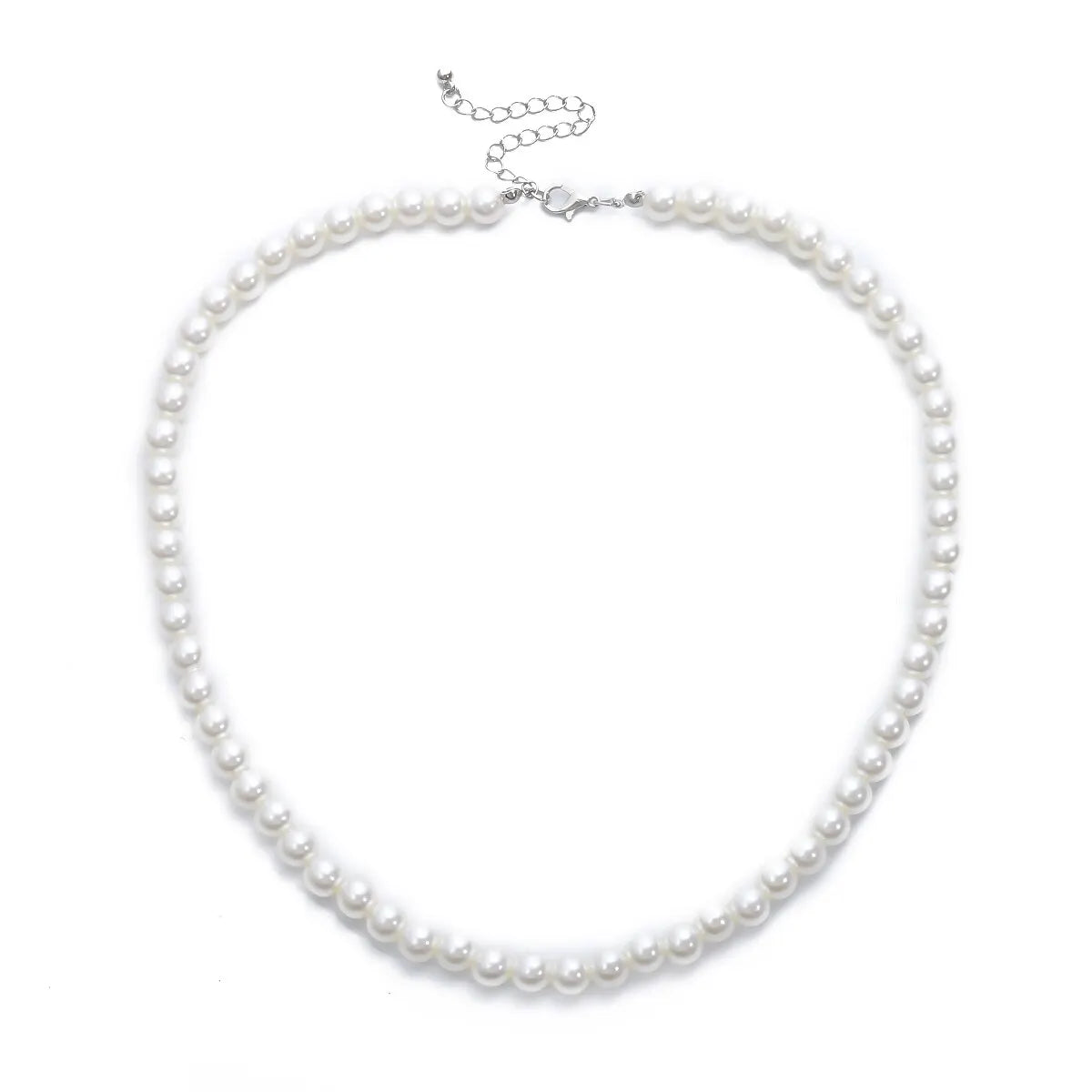 Simple Imitation-Pearl Beaded Short Choker Necklace for Men and girls Trendy White Beaded Chains on Neck Accessories Fashion Jewelry