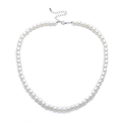 Simple Imitation-Pearl Beaded Short Choker Necklace for Men and girls Trendy White Beaded Chains on Neck Accessories Fashion Jewelry