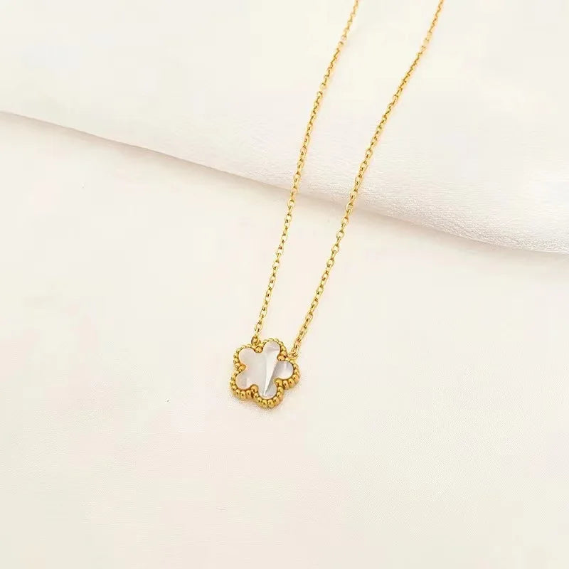 1/2/3Pcs 18K Gold Plated Stainless Steel Five Leaf Bracelet for Women, Elegant Flower Design Necklace Bracelet Jewelry Gift