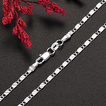 New LuxurySilver Color Special 2MM Flat Clavicle Chains Necklaces for Men Women Wedding Jewelry Christmas Gifts 40-75cm