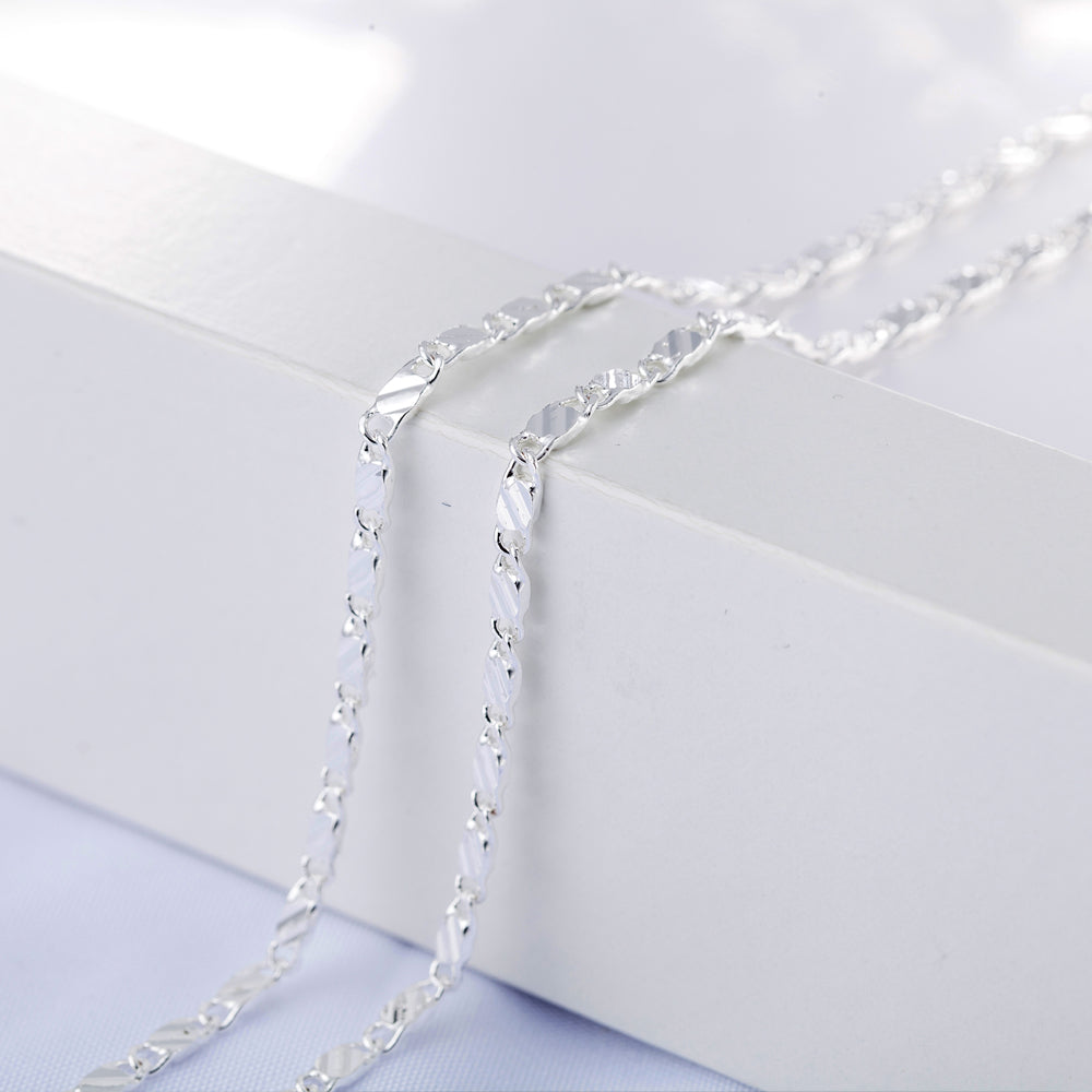 New LuxurySilver Color Special 2MM Flat Clavicle Chains Necklaces for Men Women Wedding Jewelry Christmas Gifts 40-75cm