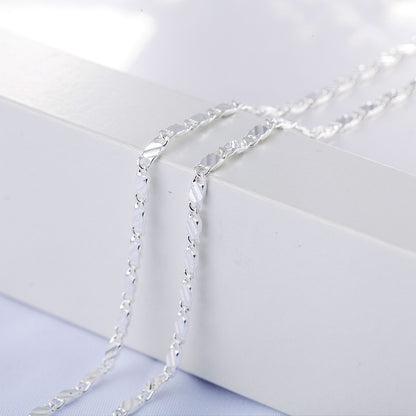 New LuxurySilver Color Special 2MM Flat Clavicle Chains Necklaces for Men Women Wedding Jewelry Christmas Gifts 40-75cm