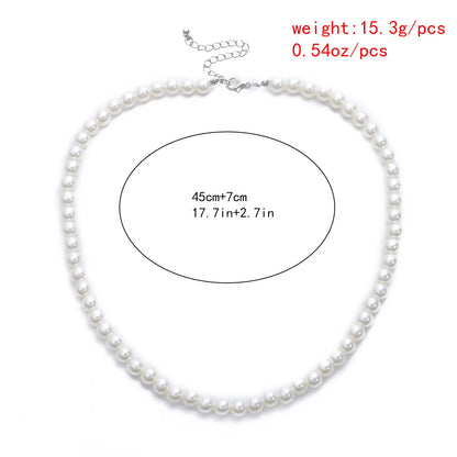 Simple Imitation-Pearl Beaded Short Choker Necklace for Men and girls Trendy White Beaded Chains on Neck Accessories Fashion Jewelry