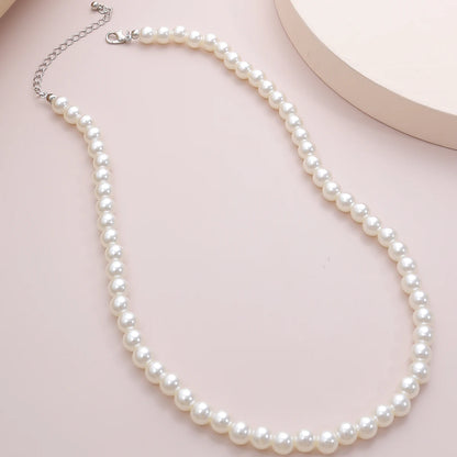Simple Imitation-Pearl Beaded Short Choker Necklace for Men and girls Trendy White Beaded Chains on Neck Accessories Fashion Jewelry