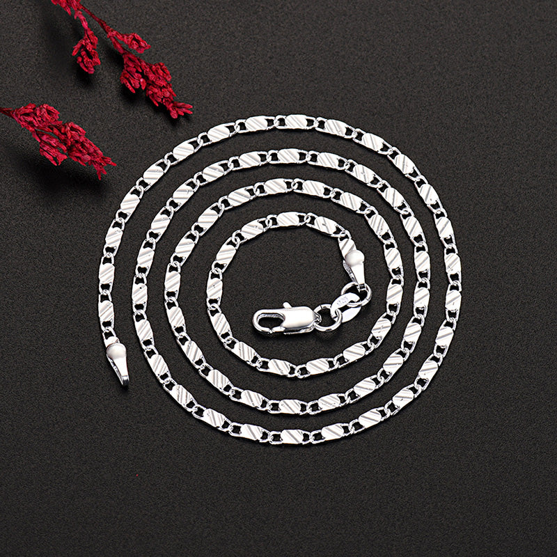 New LuxurySilver Color Special 2MM Flat Clavicle Chains Necklaces for Men Women Wedding Jewelry Christmas Gifts 40-75cm