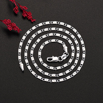 New LuxurySilver Color Special 2MM Flat Clavicle Chains Necklaces for Men Women Wedding Jewelry Christmas Gifts 40-75cm