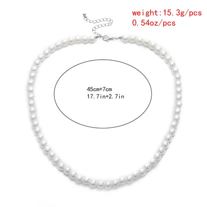 Simple Imitation-Pearl Beaded Short Choker Necklace for Men and girls Trendy White Beaded Chains on Neck Accessories Fashion Jewelry