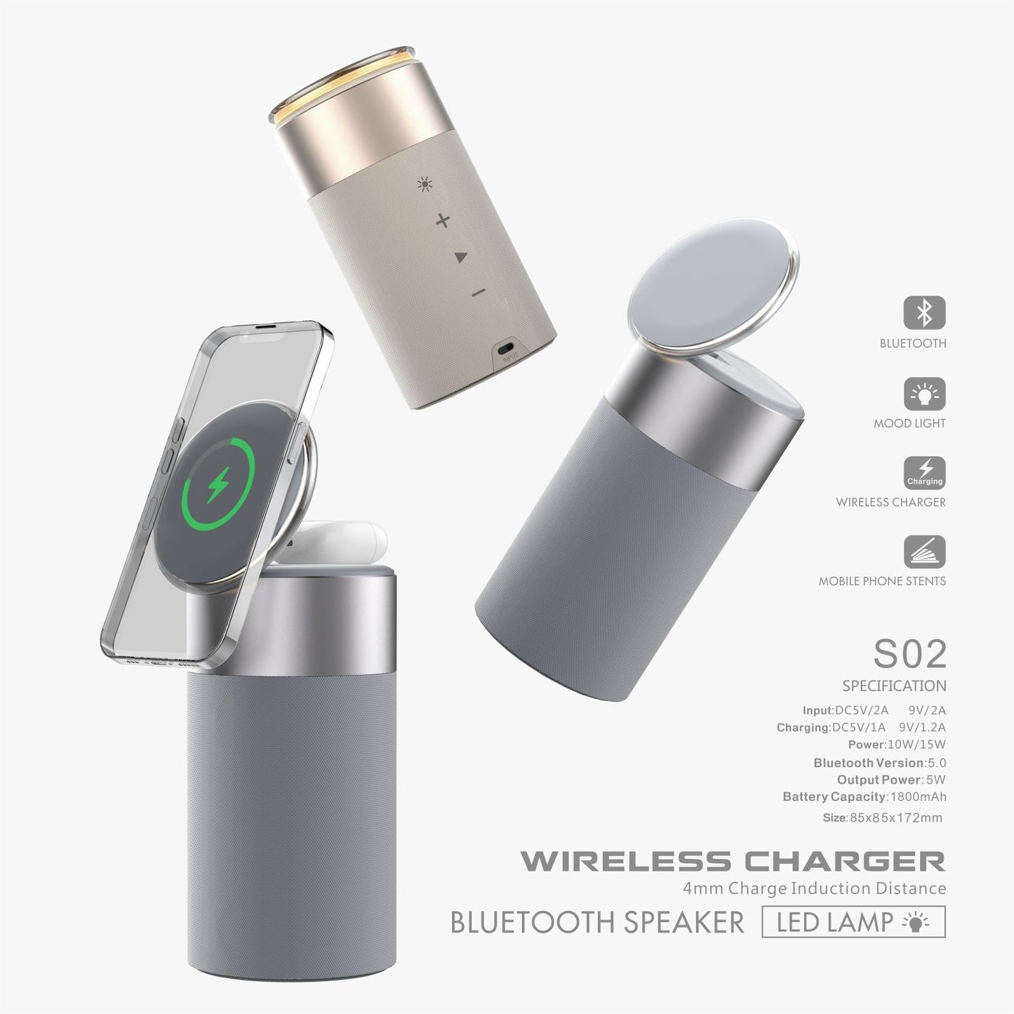 3-in-1 Wireless Charger Speaker Lamp – For iPhone, AirPods & More