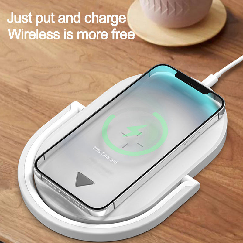 3-in-1 Foldable Wireless Charger with LED Lamp – 15W Fast Charging Station
